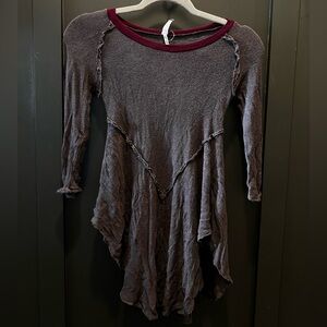 Free People Intimately Knit Tunic Top in Charcoal Ruby